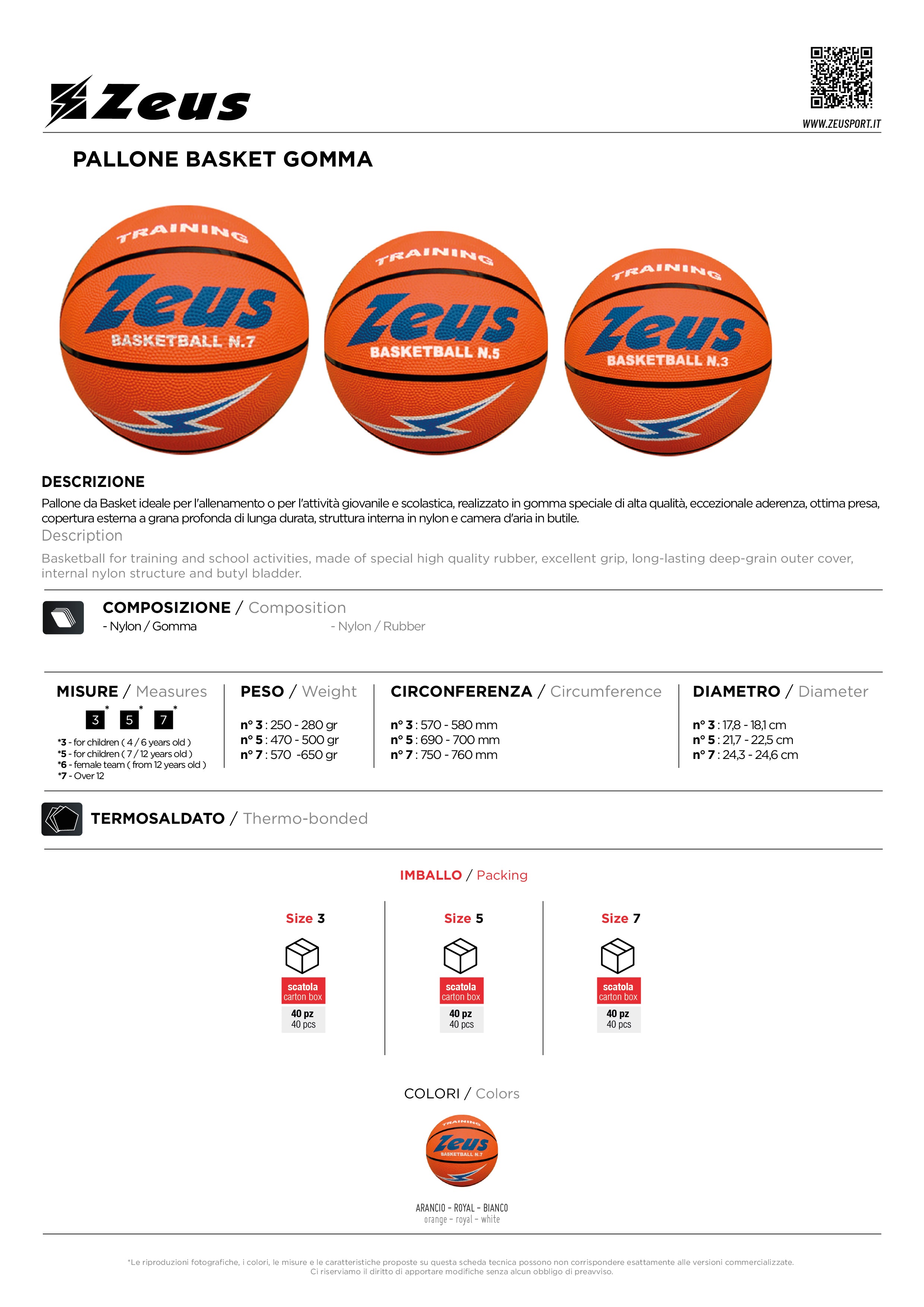 Pallone Basketball Gomma