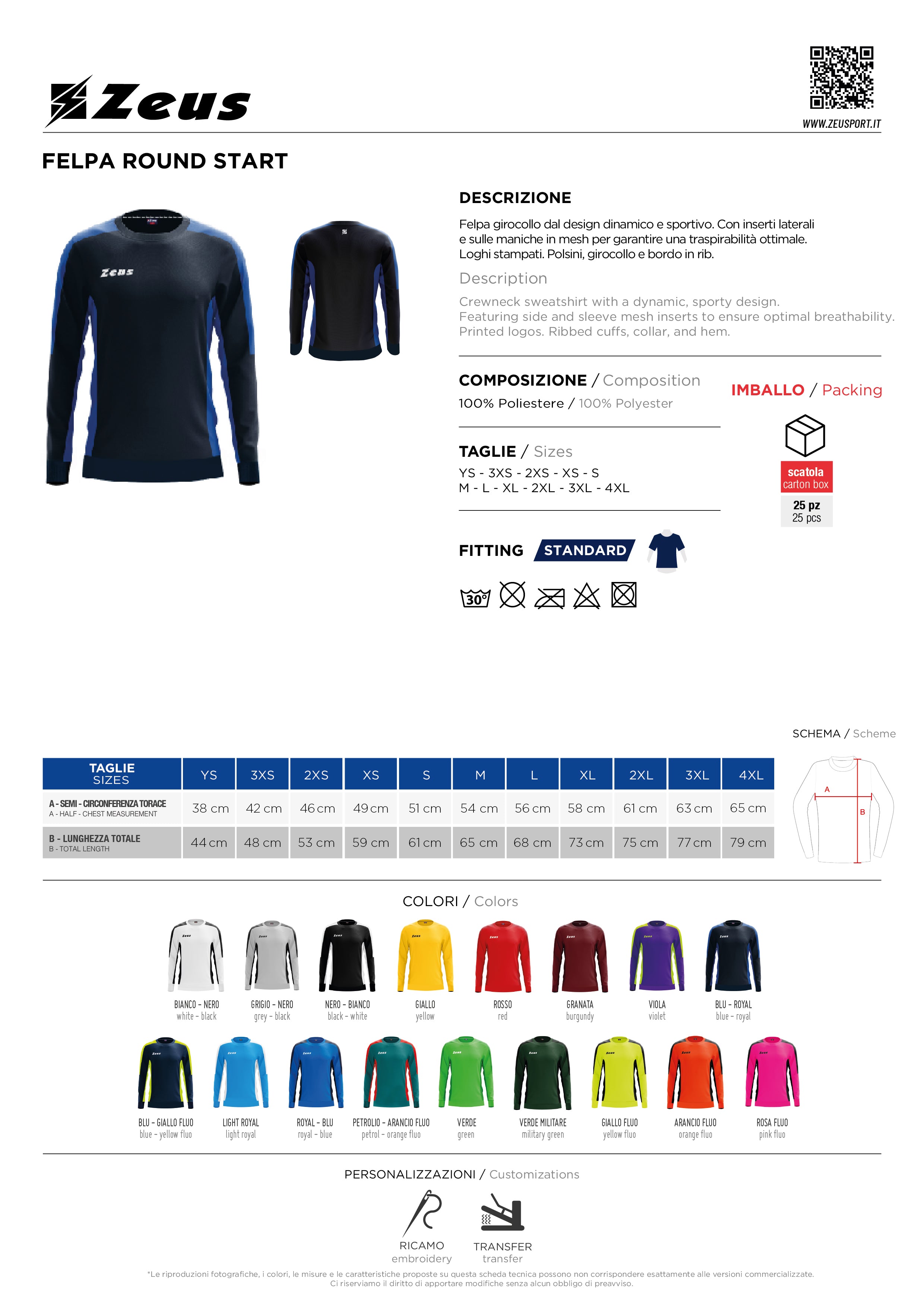 Langarm Trainingsshirt Felpa Round Start