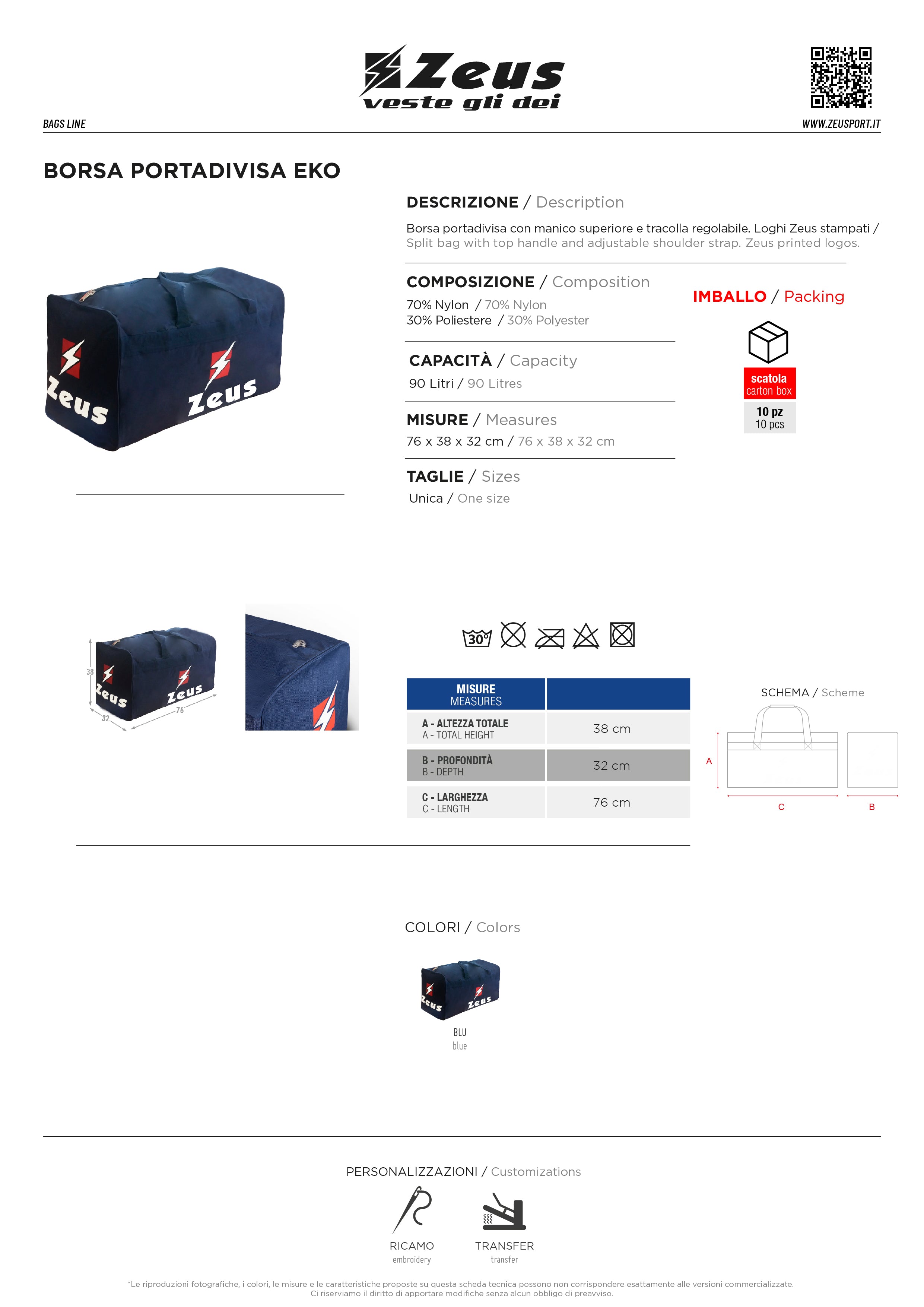 Sporttasche Borsa Portadivise Eko