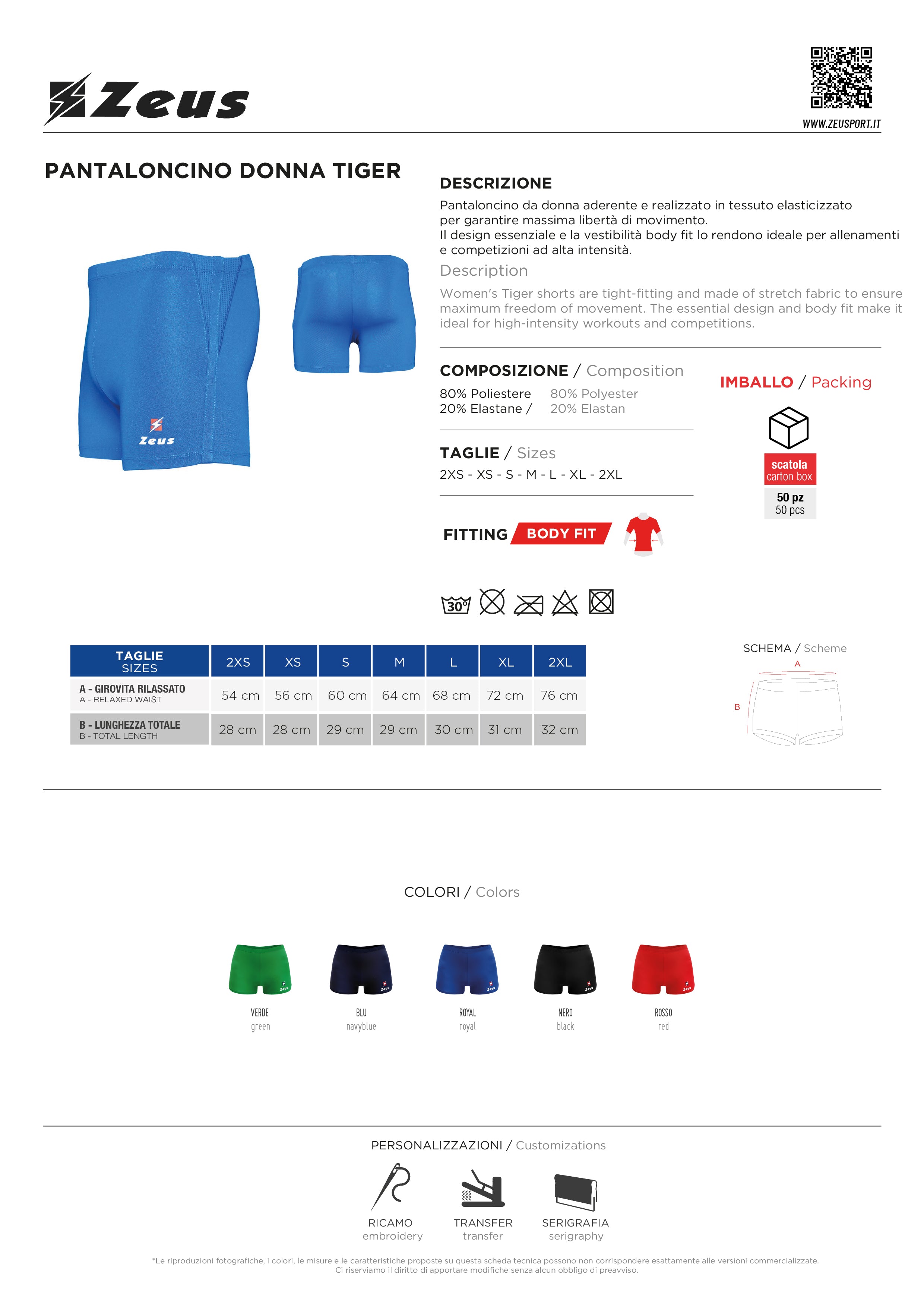 Damen Trainingsshorts Pantaloncito Donna Tiger