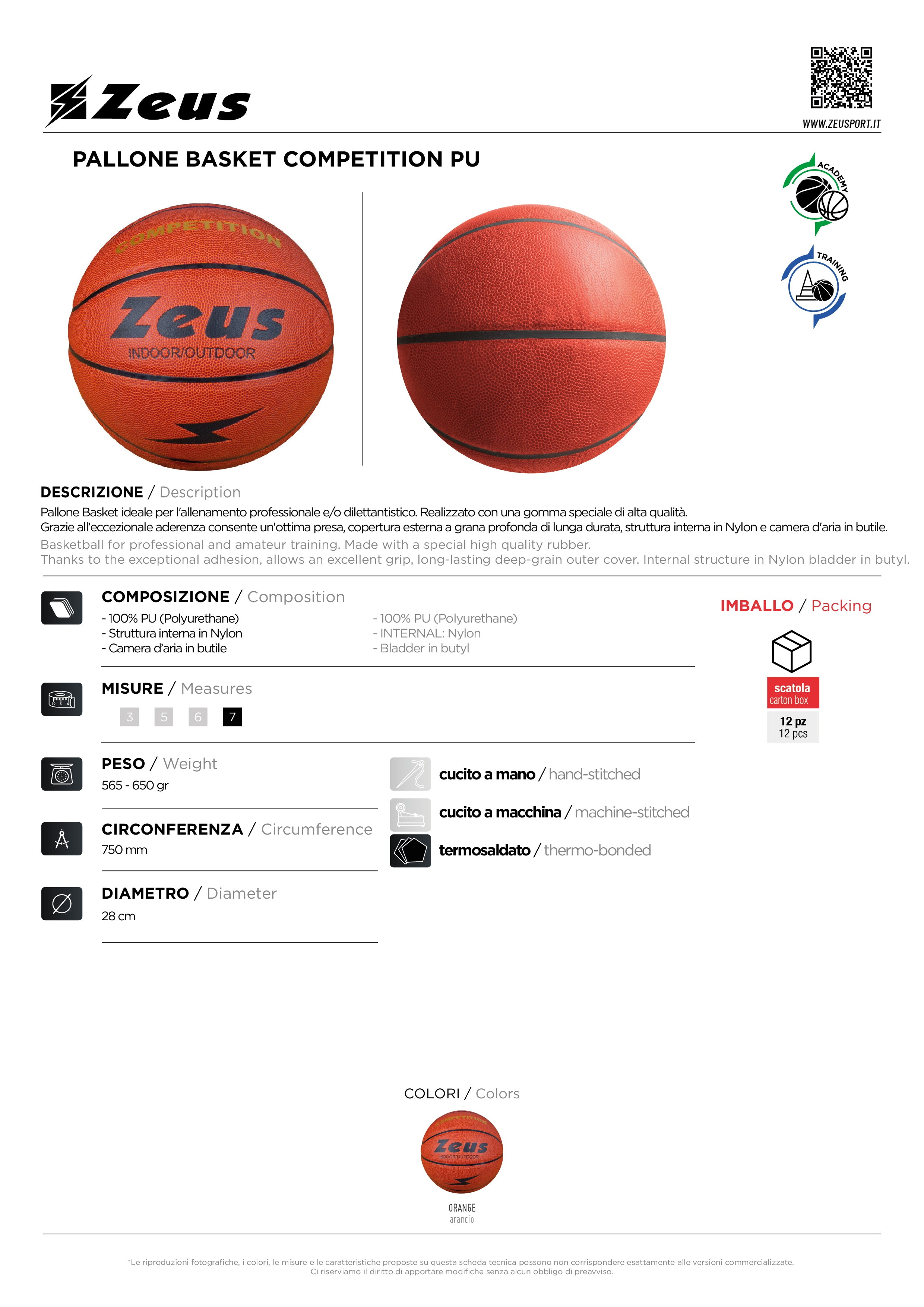 Pallone Basketball Competition PU
