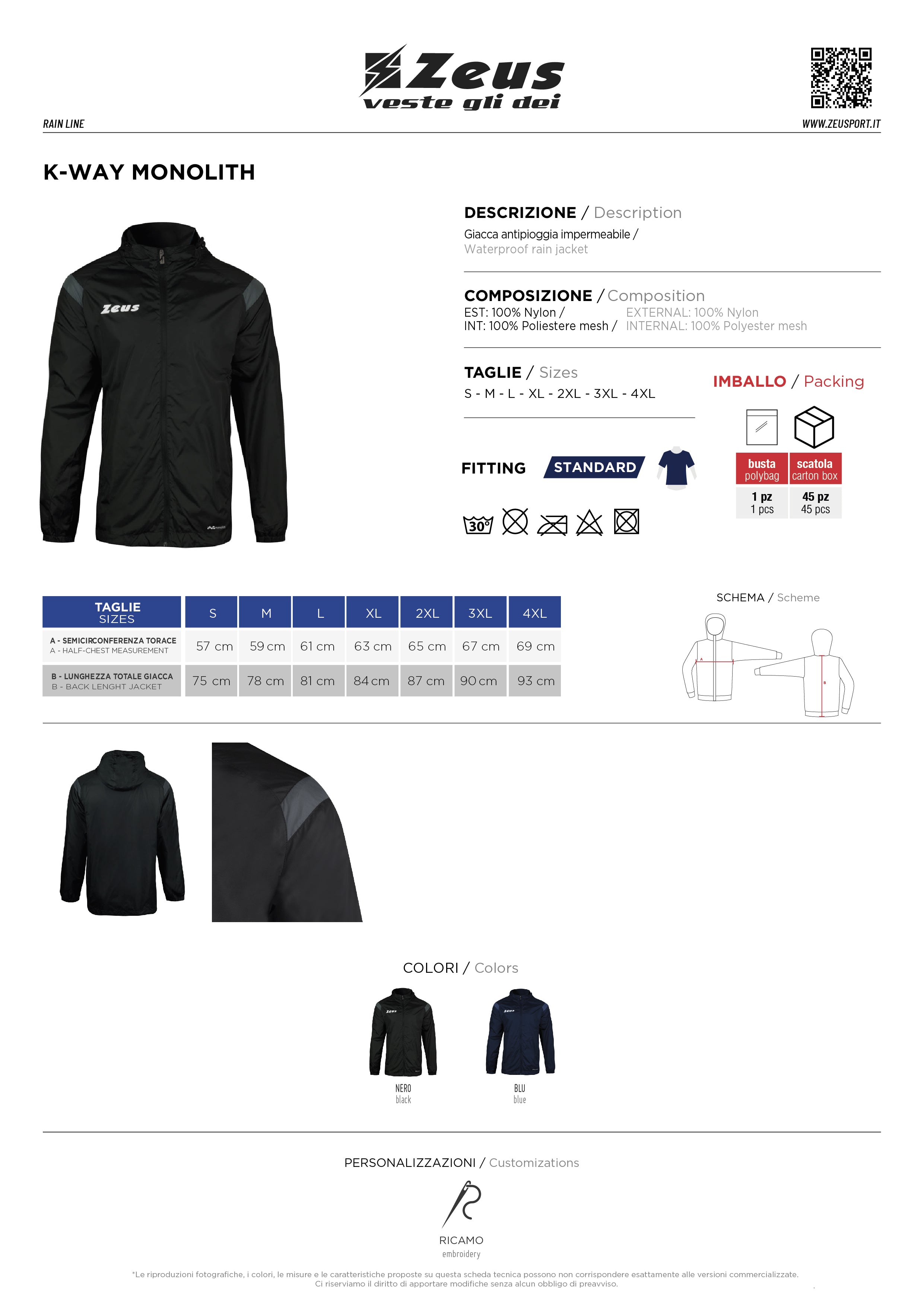 Regenjacke K-Way Monolith